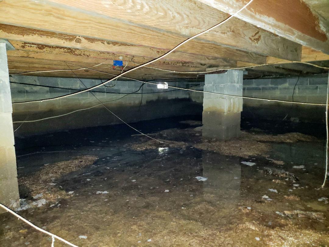 wet crawl space in home basement