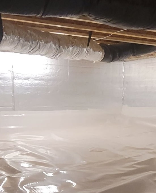LUX Pro Select Polyiso Insulation Board in crawl space insulation in Berryville, VA for effective air and moisture barrier.