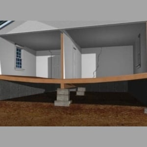 A sloping crawl space floor, indicating that improper crawl space support may cause gap between floor and wall in Winchester, VA