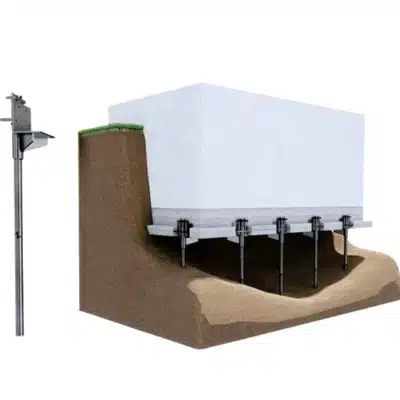 An illustration of an installed push pier in Clear Brook, VA as a solution to address and stabilize foundation settlement issues.