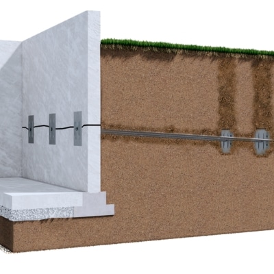 Wall anchors installation in Charles Town, WV, to strengthen the foundation and fix foundation cracks in Charles Town, WV.