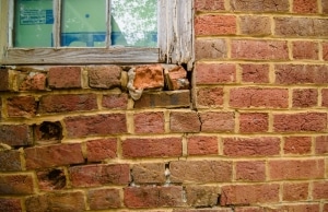 A foundation mortar wall with evident cracks, deformations, and bulging mortar a sign of mortar cracks in Martinsburg, WV