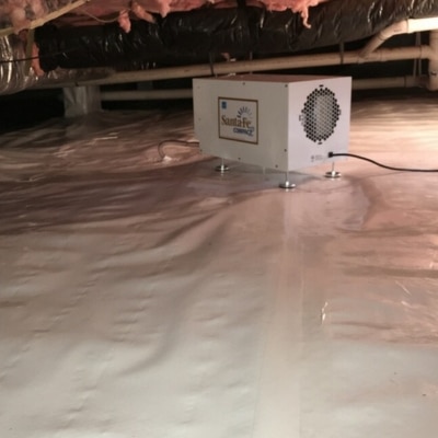 Crawl space dehumidifier installation in Alexandria, VA, a solution to eliminate musty odors in the crawl space.