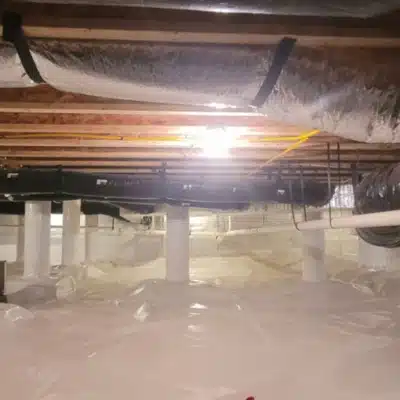 Crawl space encapsulation in Martinsburg, WV, a solution to address moisture issues and high humidity causing cold floors.