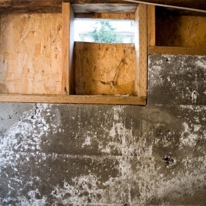An open crawl space vent that allows moisture, showing poor ventilation can cause floor sagging in Manassas, VA.