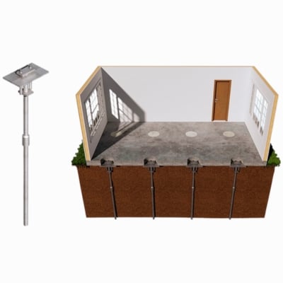 A basement floor slab piers installation in Ashburn, VA, a solution to address and stabilize cracks in basement floor.