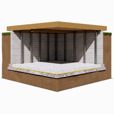 An illustration of wall stabilizer I-beam installation in Northern Virginia, as a solution to the foundation with mortar cracks.