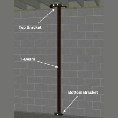 A wall stabilizer I-beam installed, a solution to provide structural support and address drywall cracks in Berkeley, WV