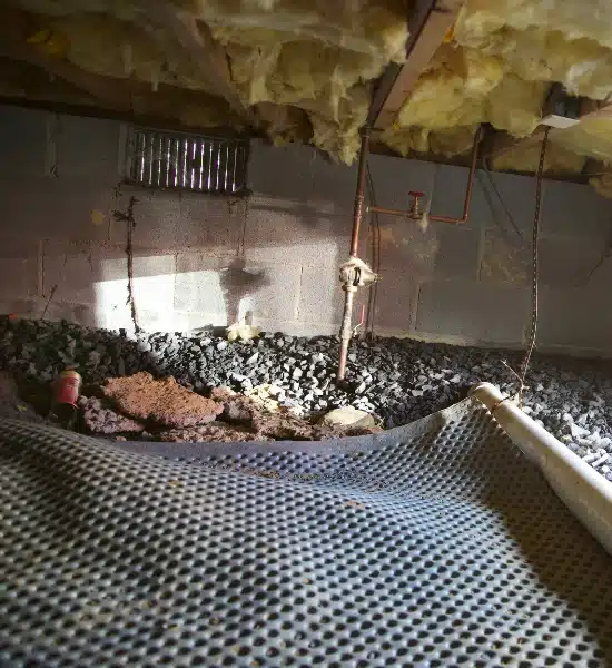 A drainage matting to control moisture, as part of the Crawl Space Drainage solution in Winchester, VA