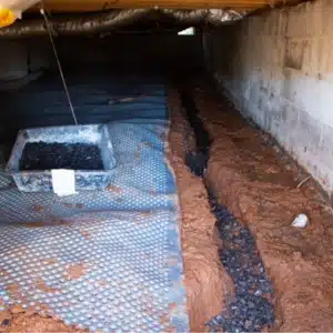 Image showing crawl space drainage system in Alexandria, VA, a solution for a dry and secure space.