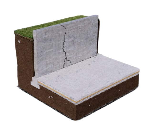 Illustration of foundation wall cracks necessitating concrete foundation crack repair in Brambleton, VA.