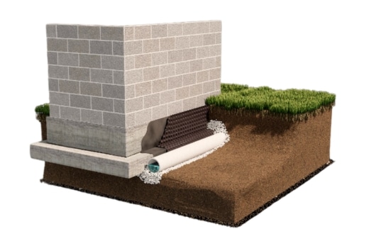 Illustration of landscape French drain installation in White Post, VA, depicting the function for efficient water management.