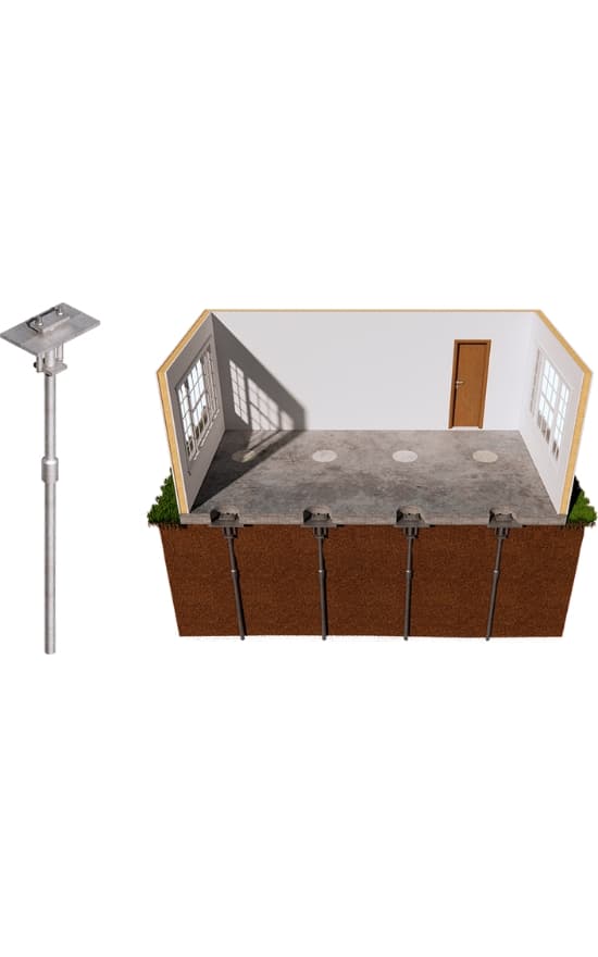 Image showing how an installed slab piers installation in Fairfax, VA works for strengthening and stabilizing foundations.