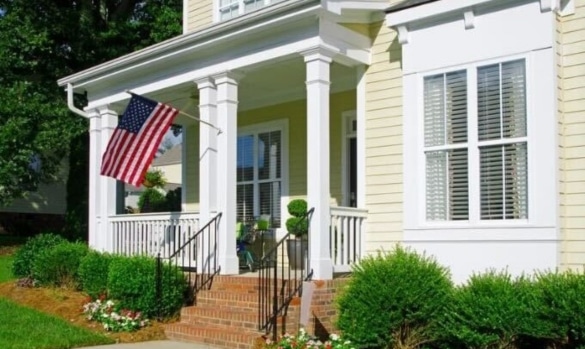 After view of a sunken concrete porch repair, achieved through polyurethane foam lifting repair.