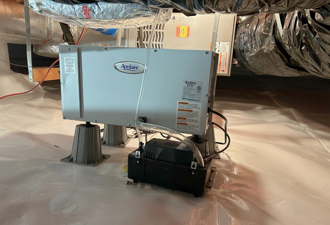 Crawl space dehumidifier installed and running in a Virginia home.