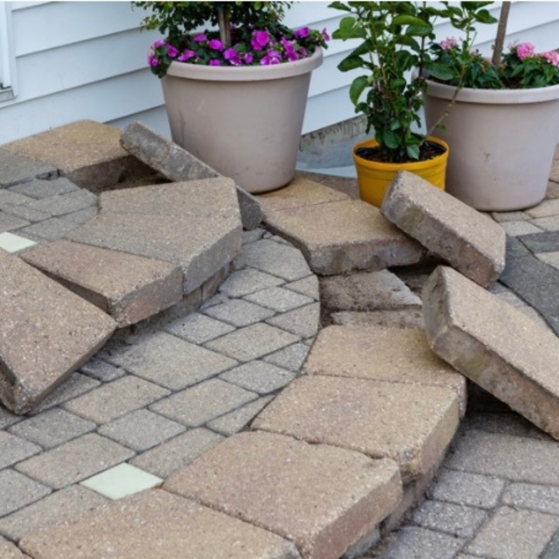 Newly installed concrete porch, replacing the sunken porch in Berryville, VA, providing stability and structural settlement issues.