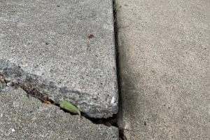 Lifted concrete sections and noticeable gaps, highlighting potential trip hazards and signs of uneven sidewalks and walkways in Southbridge, VA.