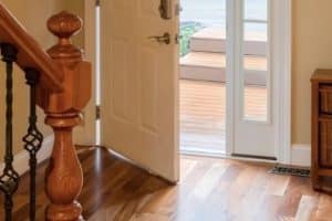 A door difficulty opening or closing doors leading to the porch due to shifting, a sign of sunken porch in Manassas, VA.