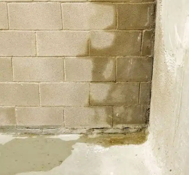 Basement with water seepage from excessive moisture, needing water damage and foundation repair in Bristow, VA.