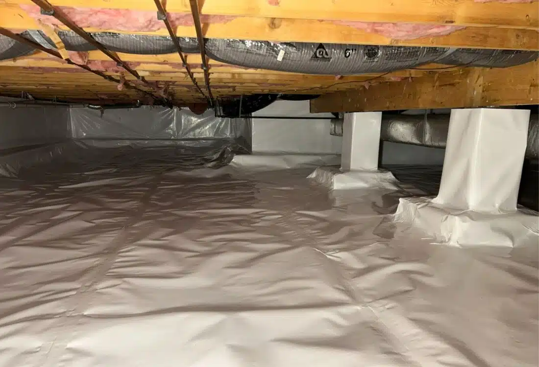 Fully encapsulated and moisture-free after crawl space smell elimination in Winchester, VA.