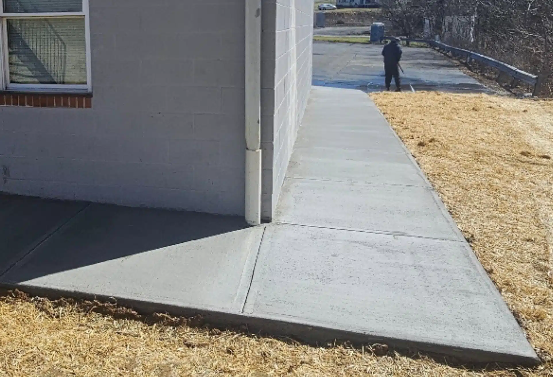 Stabilized foundation after the installation of push piers and slab replacement in Harrisonburg, VA, ensuring long-term structural integrity.