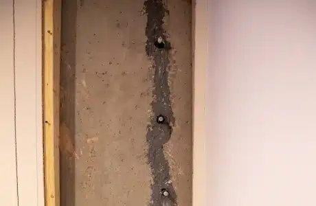 Cracks with sealed epoxy for professional basement crack repairs in Berryville, VA, to prevent water leaks.