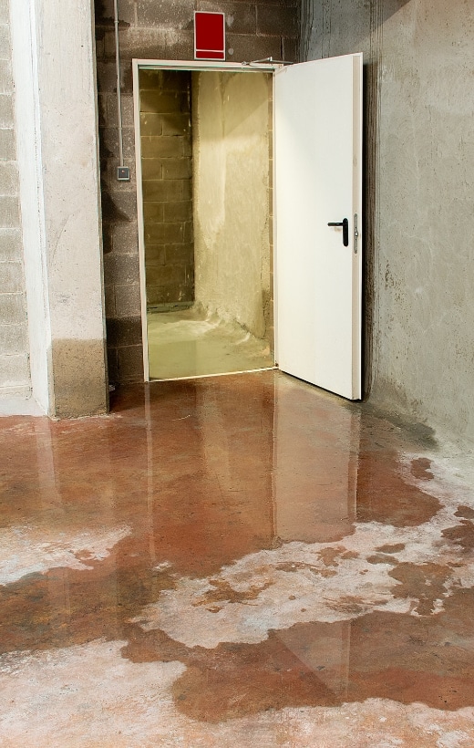 Water seepage, a common cause of basement moisture damage in Fairfax, VA, from poor drainage or rainfall.