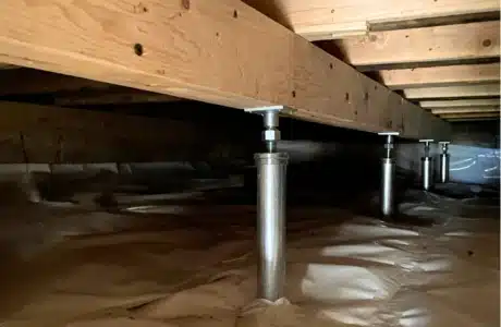 Installed crawl space support posts in Fairfax, VA, to stabilize sagging floors and restore structural integrity.