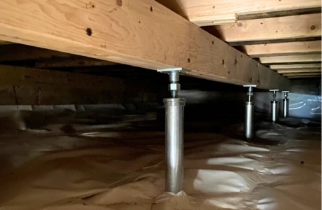 Installed crawl space support posts in Front Royal, VA, providing structural stability and preventing sagging floors.