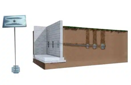 Illustration of wall anchors installation in Burke, VA, stabilizing bowing walls by distributing external pressure on the foundation.