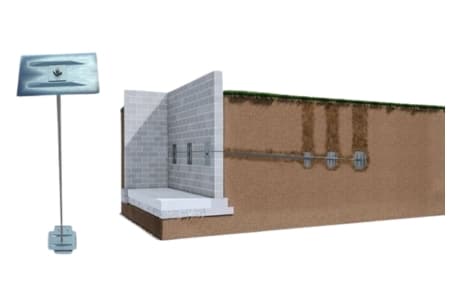 Illustration of wall anchors installation in Front Royal, VA, stabilizes bowing walls and prevents further structural movement.