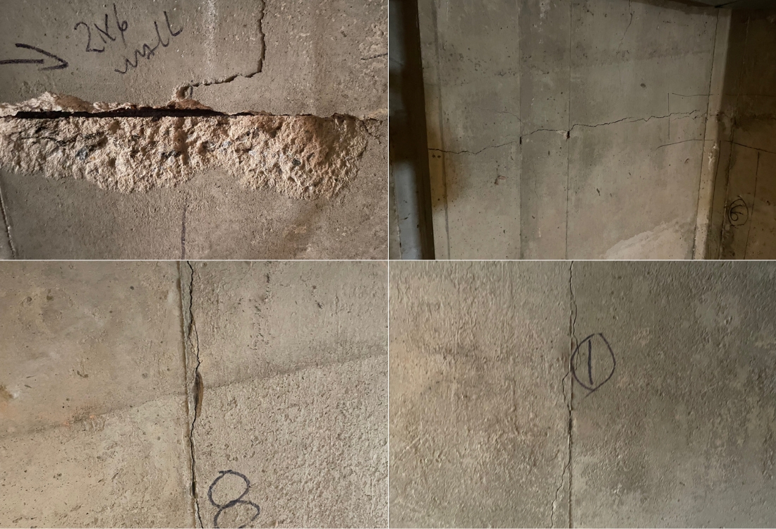Cracked foundation walls and moisture intrusion leading to potential mold and structural damage, requiring basement leak repair in Fairfax, VA.