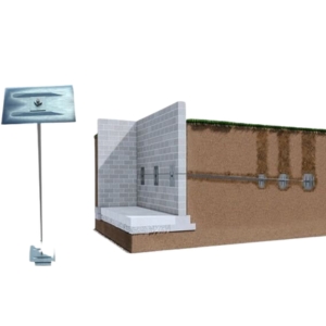 Illustration of a cracked foundation wall repaired with wall anchors, a foundation repair solution in Stephens City, VA.