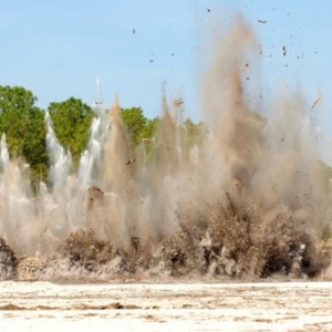 Ground blasting explosion sending vibrations into the homes foundation, causing drywall cracks in White Post, VA.