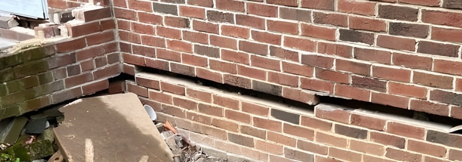 horizontal foundation crack in a Northern Virginia basement wall