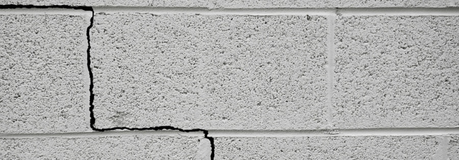 stair step foundation crack in a block foundation wall in Northern Virginia