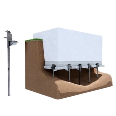 Illustration of push pier system to stop foundation settlement and realign sticking door and window frames in Front Royal, VA.