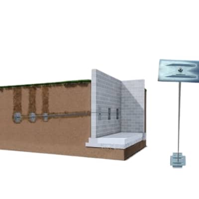 Diagram of anchors counteracting soil pressure on a bowing wall, a solution for crack in crawl space foundation in Harpers Ferry, WV.