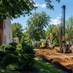 Heavy construction equipment near home, vibrations that can accelerate drywall cracking in White Post, VA.