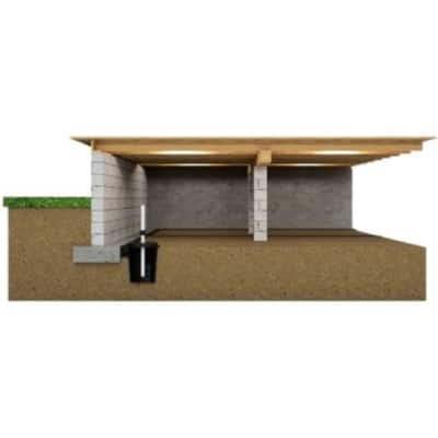 Illustration of crawl space drainage system intercepting groundwater to fix asthma or allergy symptoms in Brambleton, VA.