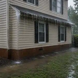 Heavy rainfall saturating soil around home foundations leading to surface water causes basement flooding in Harpers Ferry, WV.