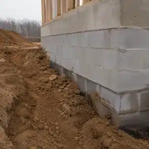Loose uncompacted fill soil around a home foundation, can cause future foundation settlement and unlevel floors in Brambleton, VA.