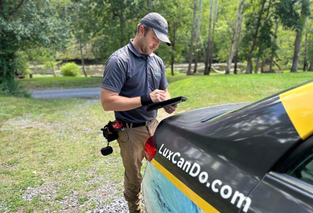 A local foundation repair contractor immediately arrives on-site for a home evaluation in Fairfax, VA.